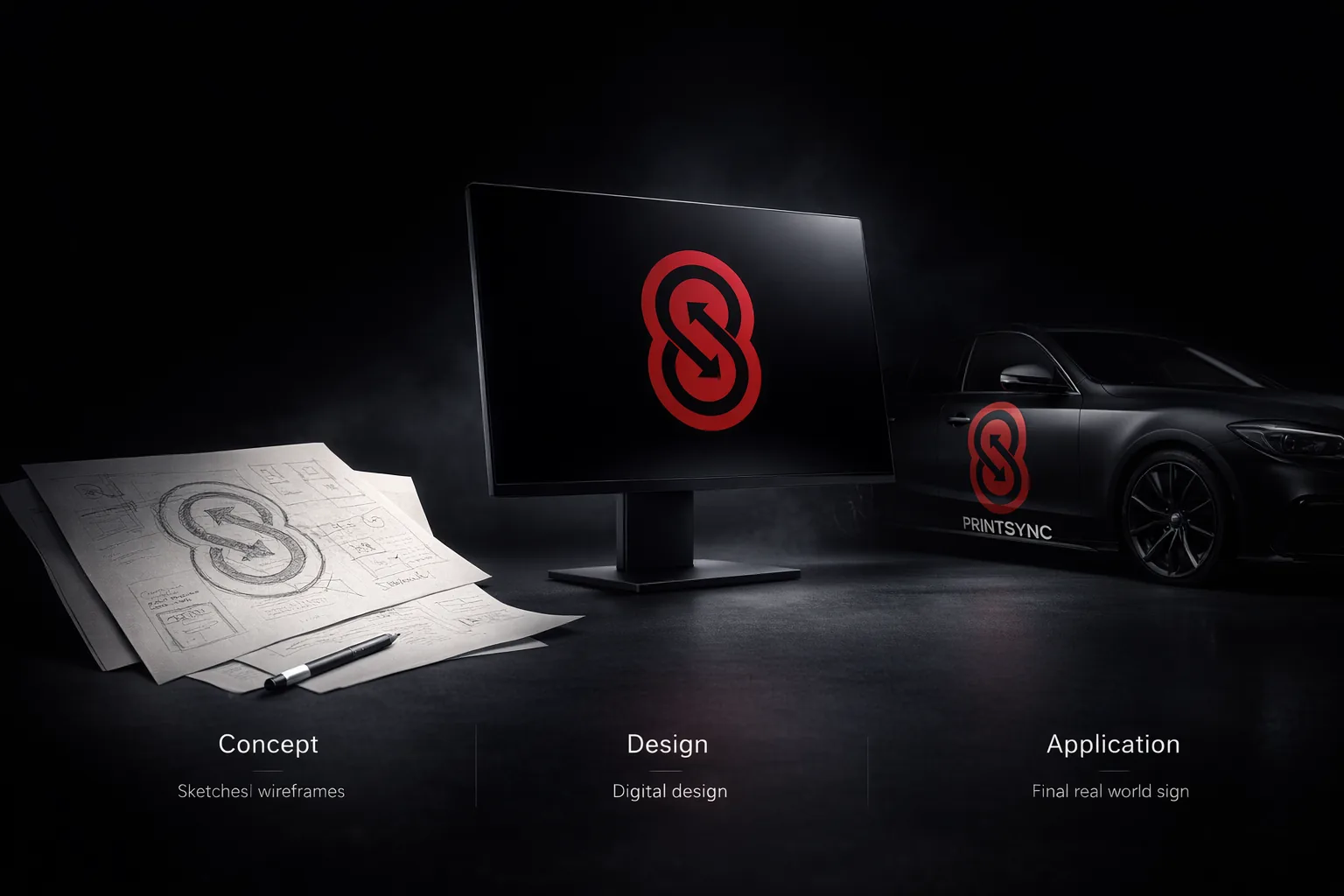 Ultra Realistic 8K Studio Presentation Of A Professional Design Process Workflow For A Premium Branding Company