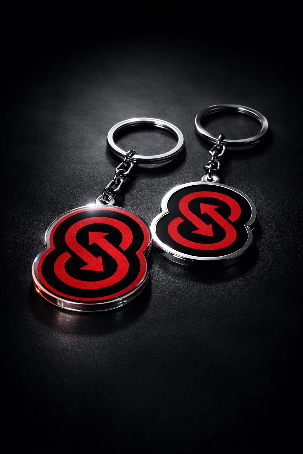 Ultra Realistic 8k Studio Mockup Of Acrylic Or Metal Keychains Displayed